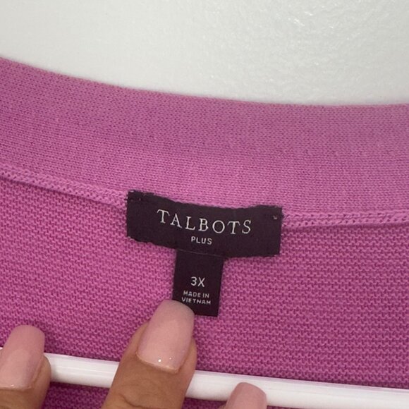 Talbots Womens Plus Size 3X Button Up Cardigan Sweater Light Purple Cotton/Rayon - Picture 16 of 16